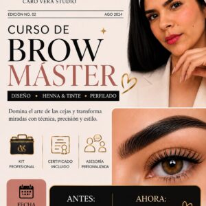 Práctica de diseño de cejas durante la Brow Masterclass de Caro Vera Academy